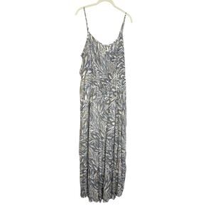 Stella & Julie Maxi Dress Tropical Leaf Print Tie Waist Size 20W